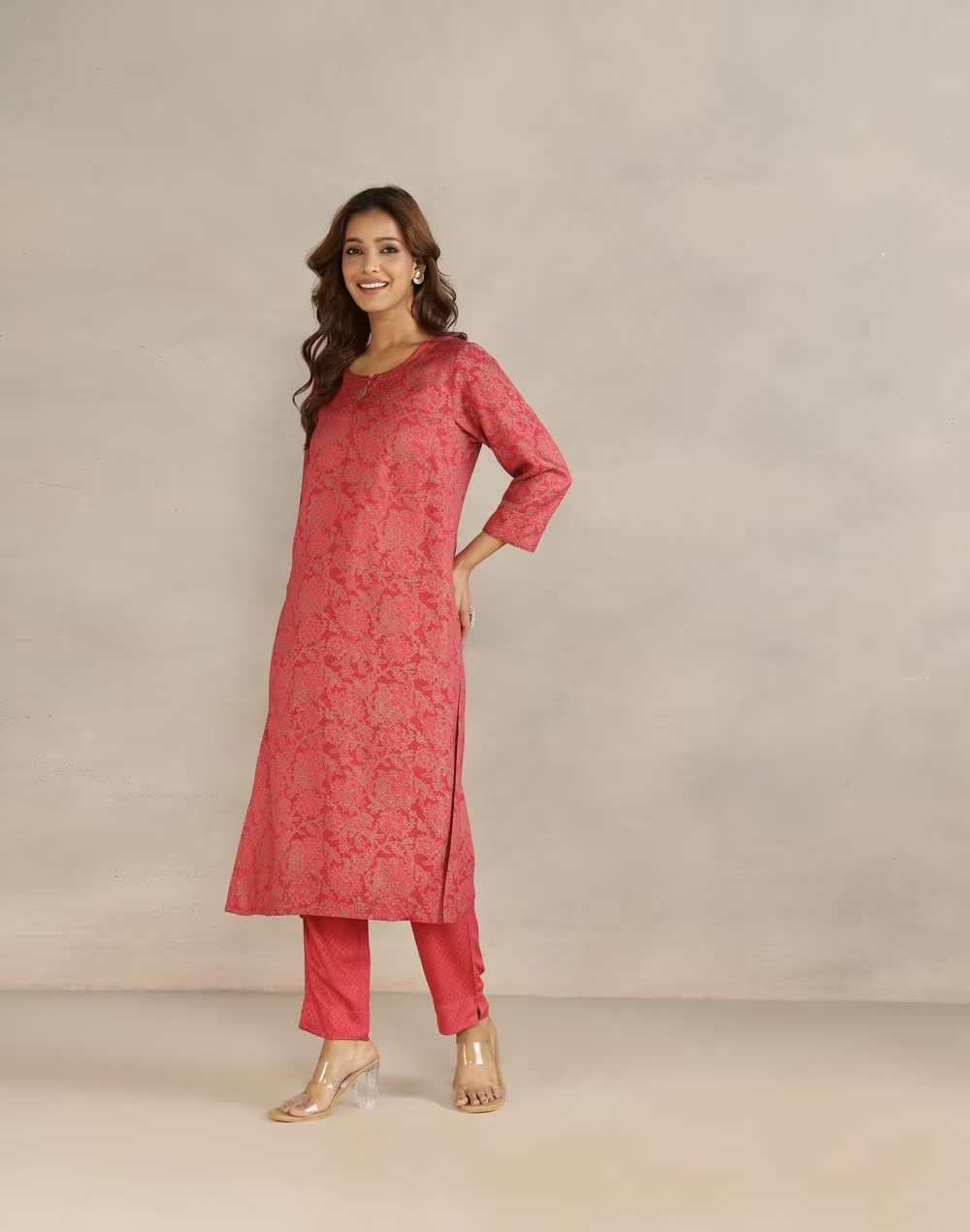 Red Viscose Printed 2pc Kurta Set