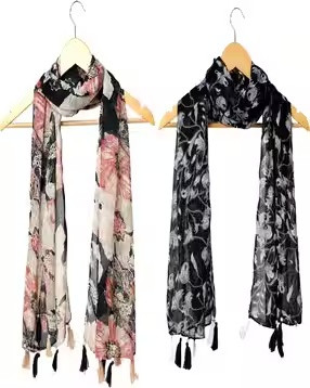 Women Floral Cotton Scarf