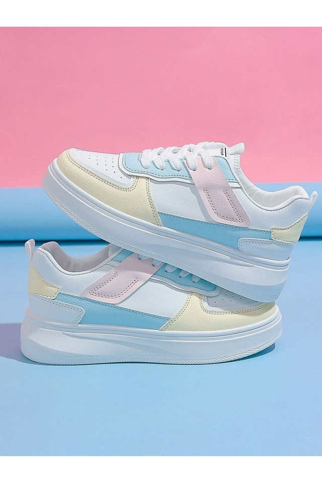 Synthetic Lace Up Multi Color white Women's Sneakers